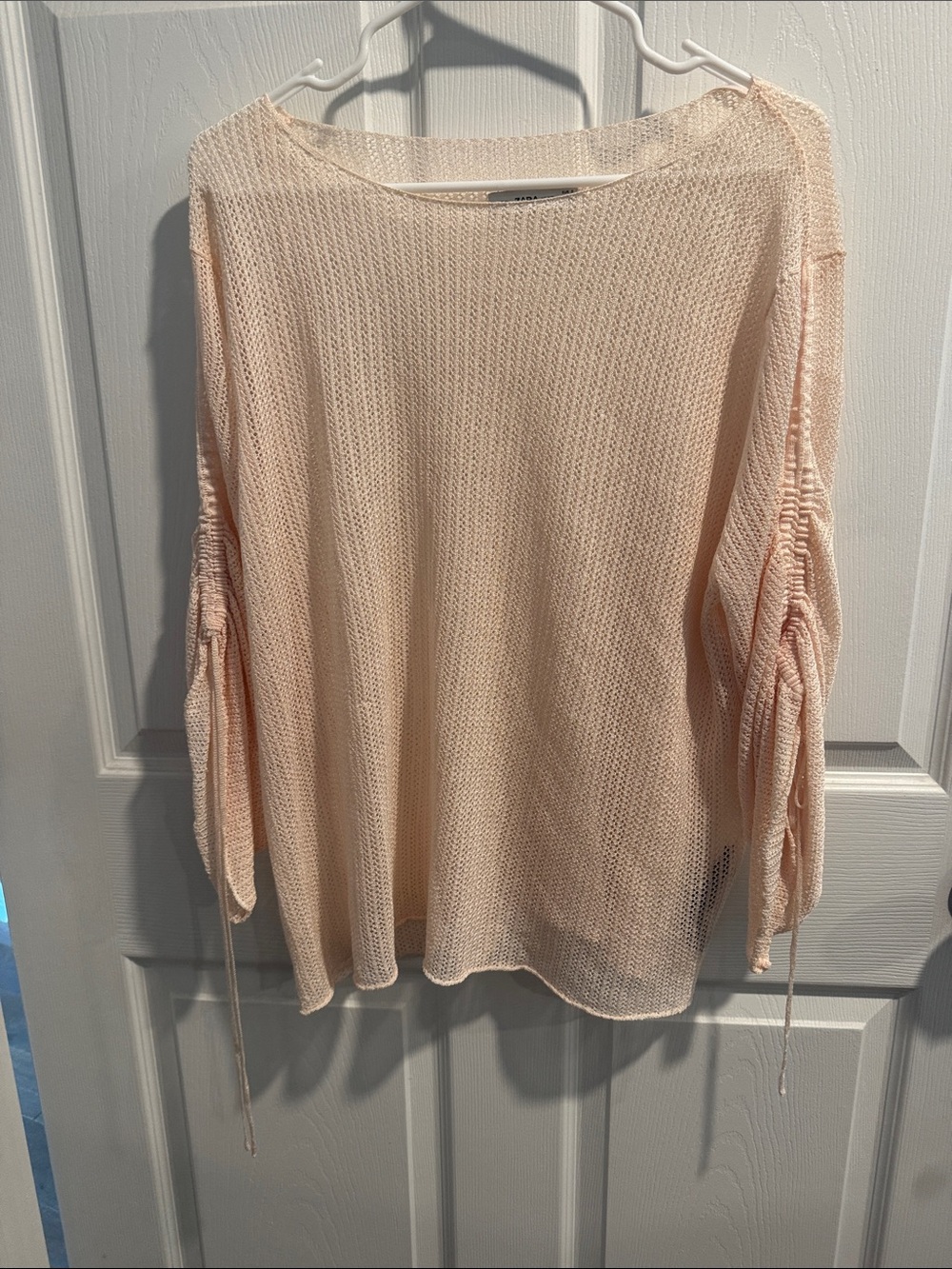 Zara Knit Open Weave Top in Cream